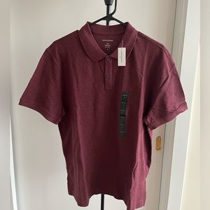 NWT Banana Republic Men's organic cotton pique polo monogram shirt burgundy XL